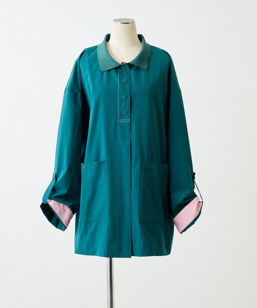 ear PAPILLONNER(イアパピヨネ)の「ポロ襟配色シャツ【SUM1 STYLE】(シャツ/ブラウス・レディース・キャメル/グリーン・FREE)」の6枚目の写真