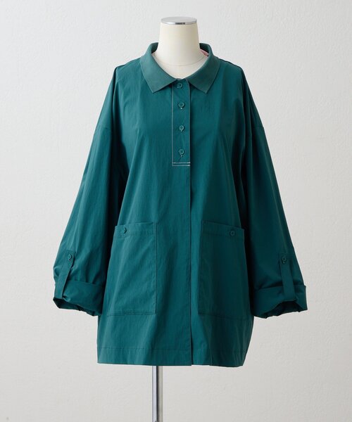 ear PAPILLONNER(イアパピヨネ)の「ポロ襟配色シャツ【SUM1 STYLE】(シャツ/ブラウス・レディース・キャメル/グリーン・FREE)」の7枚目の写真