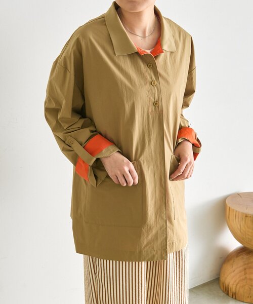 ear PAPILLONNER(イアパピヨネ)の「ポロ襟配色シャツ【SUM1 STYLE】(シャツ/ブラウス・レディース・キャメル/グリーン・FREE)」の18枚目の写真