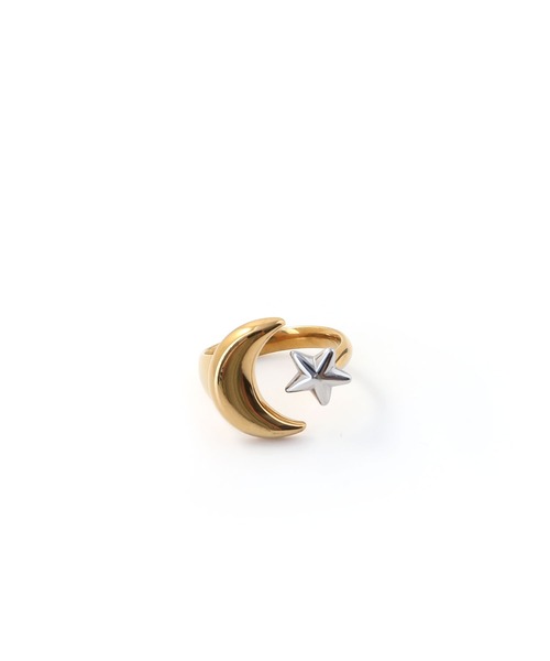 colleca la（コレカラ）の「[stainless]月と星のコンビカラーフォークリング〈金属アレルギー対応〉（リング・レディース・シルバー×ゴールド・ONE SIZE）」の5枚目の写真