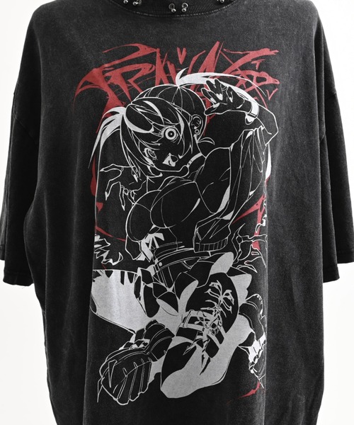 TRAVAS TOKYO(トラバス トウキョウ)の「『TRAVAS TOKYO/トラバス トーキョー』GEDRAJI x TRAVAS TOKYO ピアス付き加工イラストTシャツ(Tシャツ/カットソー・レディース・グレー/ブラック・FREE)」の19枚目の写真