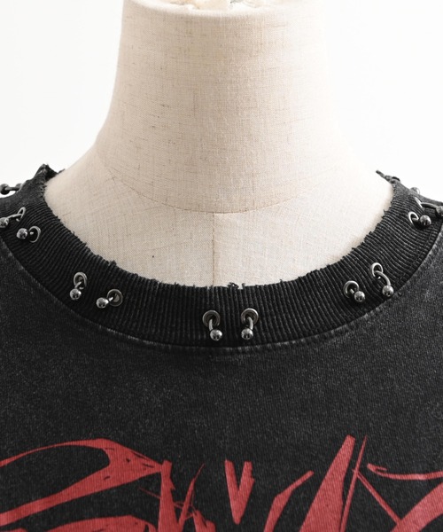 TRAVAS TOKYO(トラバス トウキョウ)の「『TRAVAS TOKYO/トラバス トーキョー』GEDRAJI x TRAVAS TOKYO ピアス付き加工イラストTシャツ(Tシャツ/カットソー・レディース・グレー/ブラック・FREE)」の20枚目の写真