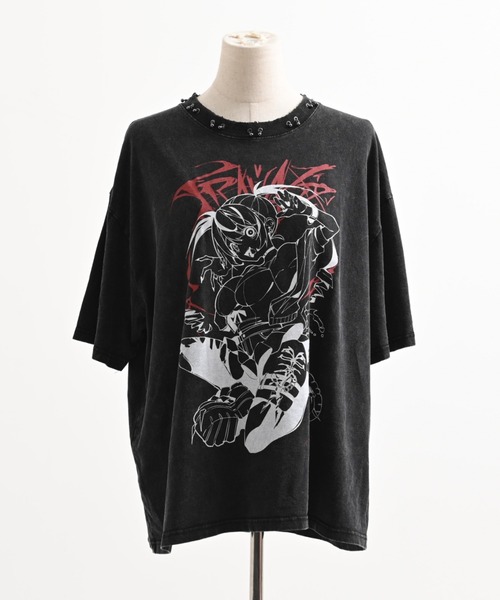 TRAVAS TOKYO(トラバス トウキョウ)の「『TRAVAS TOKYO/トラバス トーキョー』GEDRAJI x TRAVAS TOKYO ピアス付き加工イラストTシャツ(Tシャツ/カットソー・レディース・グレー/ブラック・FREE)」の16枚目の写真