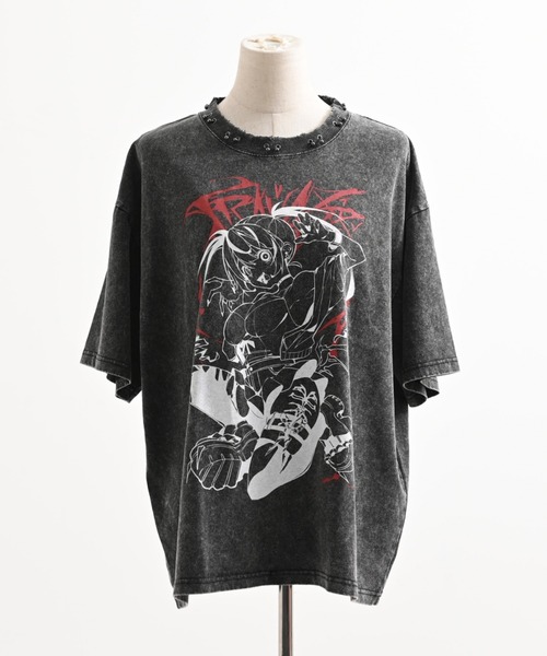 TRAVAS TOKYO(トラバス トウキョウ)の「『TRAVAS TOKYO/トラバス トーキョー』GEDRAJI x TRAVAS TOKYO ピアス付き加工イラストTシャツ(Tシャツ/カットソー・レディース・グレー/ブラック・FREE)」の22枚目の写真