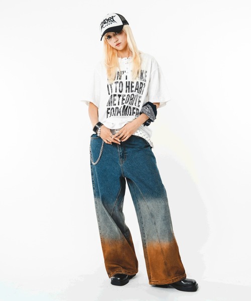 SHORT ROUND(ショートラウンド)の「SHORT ROUND/【26年春夏新作】ブリーチグラデーションデニムパンツ(デニムパンツ・メンズ・コバルトブルー・MEDIUM/LARGE)」の3枚目の写真