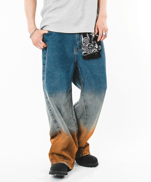 SHORT ROUND(ショートラウンド)の「SHORT ROUND/【26年春夏新作】ブリーチグラデーションデニムパンツ(デニムパンツ・メンズ・コバルトブルー・MEDIUM/LARGE)」の9枚目の写真