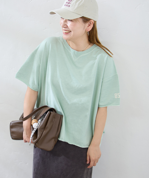 RIDING HIGH(ライディングハイ)の「別注【RIDING HIGH/ライディングハイ】インレーカットオフS/S TEE(Tシャツ/カットソー・レディース・ブラック系その他/パープル/ベージュ/ホワイト/ブルー・FREE)」の4枚目の写真
