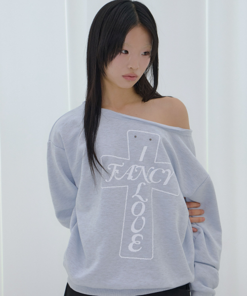 FANCY CLUB（ファンシークラブ）の「プロス オフショルダー スウェットシャツ (ブルーメランジ) F26QB040（スウェット・レディース・その他・ONE）」の2枚目の写真
