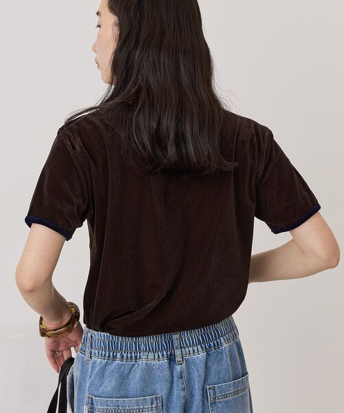 AMERICAN HOLIC(アメリカンホリック)の「シアーベロア配色プルオーバー(Tシャツ/カットソー・レディース・アイボリー/ネイビー/ブラウン・M/L)」の8枚目の写真