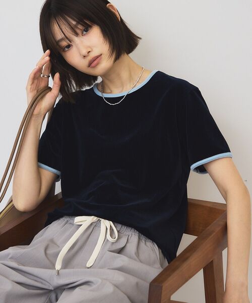 AMERICAN HOLIC(アメリカンホリック)の「シアーベロア配色プルオーバー(Tシャツ/カットソー・レディース・アイボリー/ネイビー/ブラウン・M/L)」の20枚目の写真