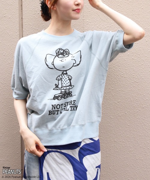 THE SHINZONE（ザ　シンゾーン）の「THE SHINZONE/シンゾーン　スヌーピー ハーフスリーブスウェット　PEANUTS HALF SLEEVE SWEATSHIRT　26MMSCU17（Tシャツ/カットソー・レディース・グレー/ライトブルー・FREE）」の2枚目の写真