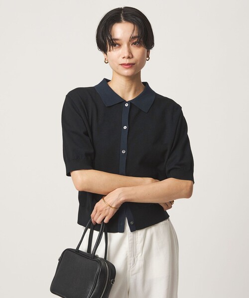 green label relaxing(グリーンレーベルリラクシング)の「ハイショク ポロニット(ニット/セーター・レディース・ナチュラル/ブラウン/ブラック・FREE)」の2枚目の写真