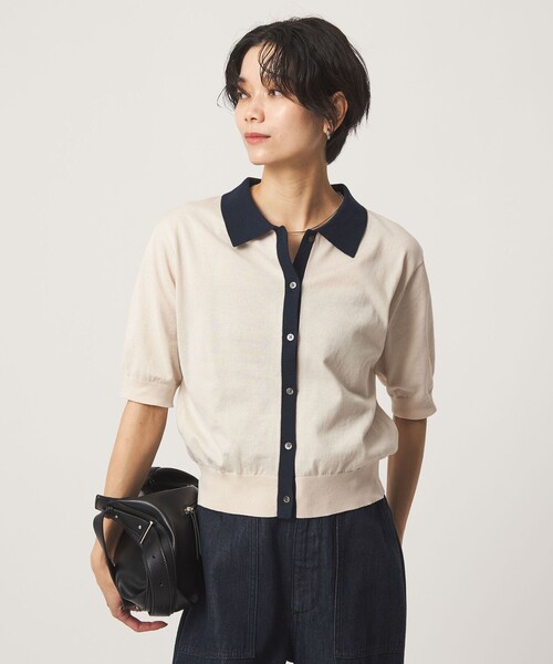 green label relaxing(グリーンレーベルリラクシング)の「ハイショク ポロニット(ニット/セーター・レディース・ナチュラル/ブラウン/ブラック・FREE)」の20枚目の写真