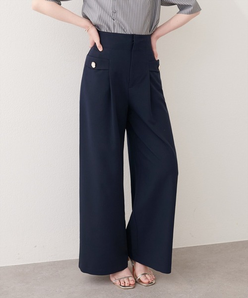natural couture(ナチュラルクチュール)の「ポケットデザインハイウエストパンツ(その他パンツ・レディース・ネイビー・FREE)」の1枚目の写真