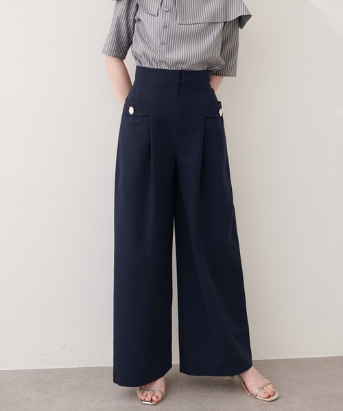 natural couture(ナチュラルクチュール)の「ポケットデザインハイウエストパンツ(その他パンツ・レディース・ネイビー・FREE)」の3枚目の写真