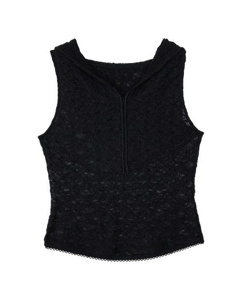 ELCHELE(エルチェレ)の「LACE HOODIE NS TOP(Tシャツ/カットソー・レディース・ブラック/ホワイト/オレンジ・FREE)」の4枚目の写真