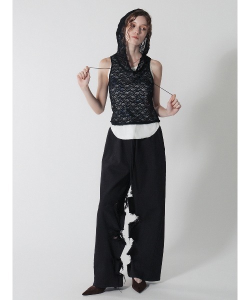 ELCHELE(エルチェレ)の「LACE HOODIE NS TOP(Tシャツ/カットソー・レディース・ブラック/ホワイト/オレンジ・FREE)」の10枚目の写真