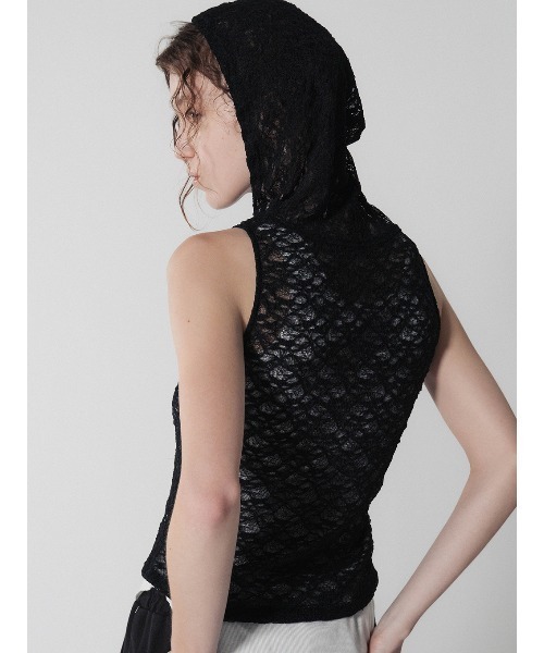 ELCHELE(エルチェレ)の「LACE HOODIE NS TOP(Tシャツ/カットソー・レディース・ブラック/ホワイト/オレンジ・FREE)」の9枚目の写真