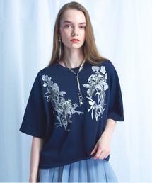 フラワーシシュウTシャツ(HARE)