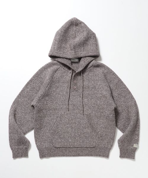 FFEIN(フェイン)の「【FFEIN(フェイン)】ナイロンブレンドクラシックヘンリーフードニット / フーディ ヘンリーネック ラグラン ニット ユニセックス(ニット/セーター・メンズ・オレンジ/チャコール/ブラウン/ライトグレー・SMALL/LARGE/MEDIUM)」の3枚目の写真
