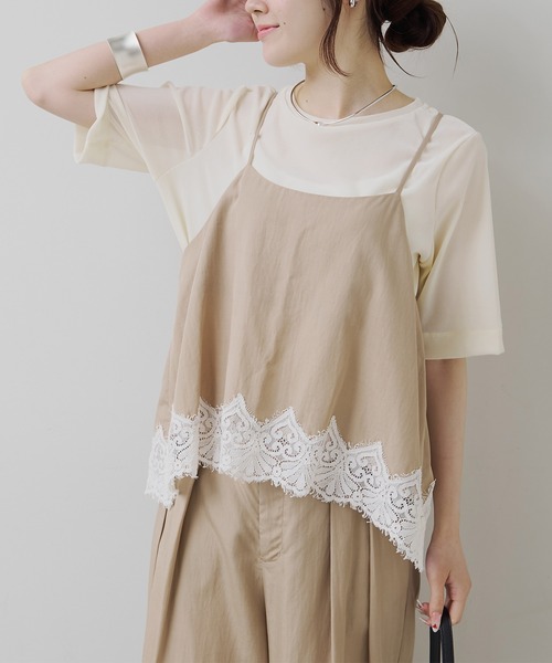 PUAL CE CIN(ピュアルセシン)の「シアーベロアハーフスリーブT(Tシャツ/カットソー・レディース・ネイビー/アイボリー/ベージュ・FREE)」の12枚目の写真