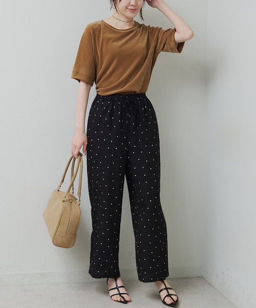 PUAL CE CIN(ピュアルセシン)の「シアーベロアハーフスリーブT(Tシャツ/カットソー・レディース・ネイビー/アイボリー/ベージュ・FREE)」の17枚目の写真