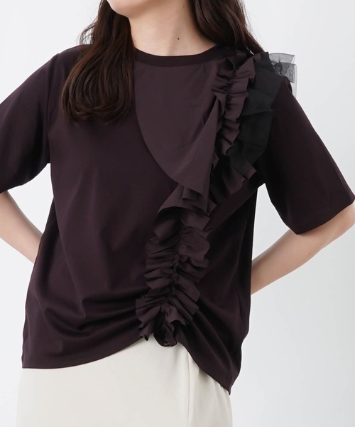 LUCA/LADY LUCK LUCA(ルカ/レディラックルカ)の「LC/LLL コンパクトスムースアシメフリルデザインプルオーバー(Tシャツ/カットソー・レディース・ブラック/ダークブラウン/オフホワイト・FREE)」の11枚目の写真