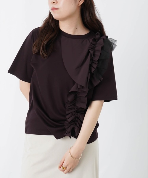 LUCA/LADY LUCK LUCA(ルカ/レディラックルカ)の「LC/LLL コンパクトスムースアシメフリルデザインプルオーバー(Tシャツ/カットソー・レディース・ブラック/ダークブラウン/オフホワイト・FREE)」の7枚目の写真
