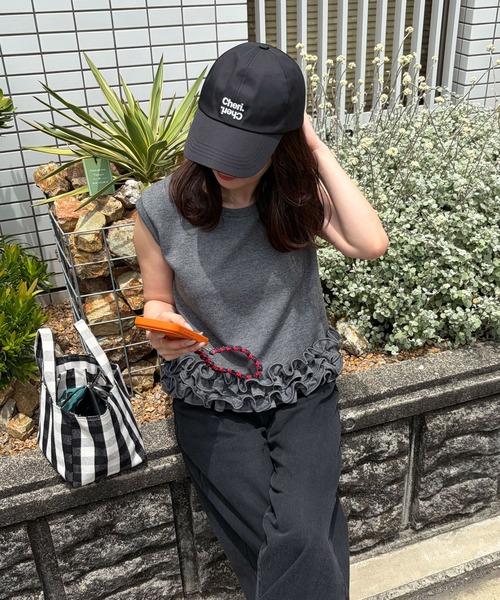 CHERI since1985(シェリ)の「ホイップフリルノースリーブトップス(Tシャツ/カットソー・レディース・ブラック/オフホワイト/チャコール・FREE)」の9枚目の写真