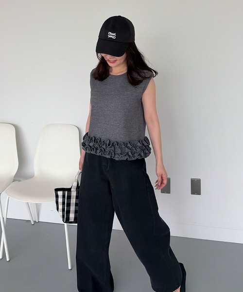 CHERI since1985(シェリ)の「ホイップフリルノースリーブトップス(Tシャツ/カットソー・レディース・ブラック/オフホワイト/チャコール・FREE)」の10枚目の写真