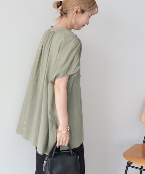 AMERICAN HOLIC(アメリカンホリック)の「【UVカット】フレンチスリーブスキッパーシャツブラウス(シャツ/ブラウス・レディース・アイボリー/ダークネイビー/ブラウン/カーキ・L/M)」の15枚目の写真