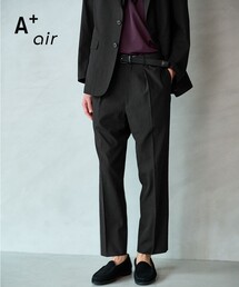 green label relaxing | A+ air ポリエステル 空羽 リラックス イージー 1プリーツ スラックス セットパンツ -吸水速乾・通気性-(スラックス)