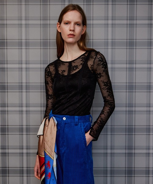 MAISON SPECIAL(メゾンスペシャル)の「Sleeve Slit Lace Top/スリーブスリットレーストップス(Tシャツ/カットソー・レディース・グリーン/ブラック/ブルー/アイボリー・FREE)」の6枚目の写真