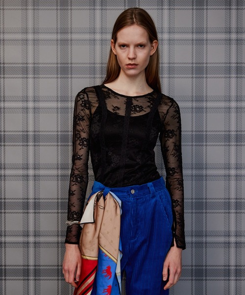 MAISON SPECIAL(メゾンスペシャル)の「Sleeve Slit Lace Top/スリーブスリットレーストップス(Tシャツ/カットソー・レディース・グリーン/ブラック/ブルー/アイボリー・FREE)」の5枚目の写真