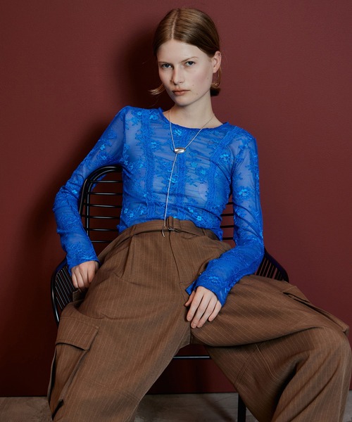 MAISON SPECIAL(メゾンスペシャル)の「Sleeve Slit Lace Top/スリーブスリットレーストップス(Tシャツ/カットソー・レディース・グリーン/ブラック/ブルー/アイボリー・FREE)」の21枚目の写真