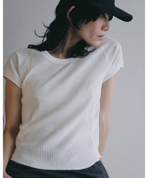 anuke(アンヌーク)の「anuke Vintage Rib Tops(Tシャツ/カットソー・レディース・ホワイト/ブラック・FREE)」の1枚目の写真