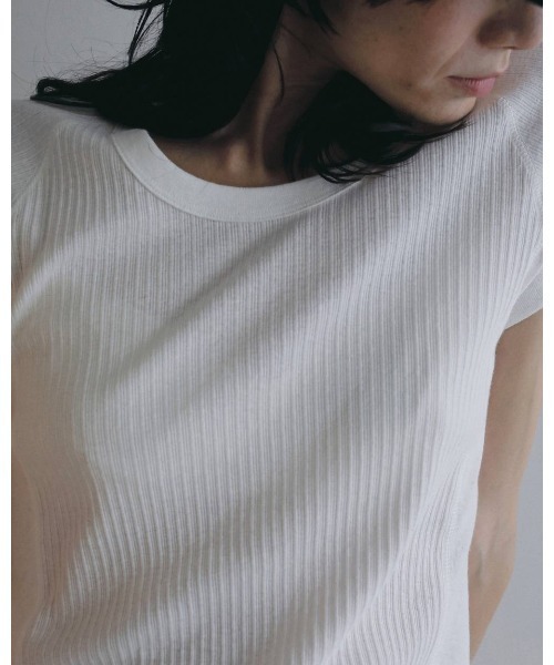 anuke(アンヌーク)の「anuke Vintage Rib Tops(Tシャツ/カットソー・レディース・ホワイト/ブラック・FREE)」の6枚目の写真