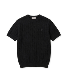 HIGH-TWIST LINEN CABLE S/S KNIT (BLACK)