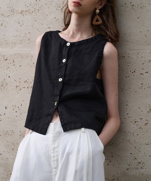 ONEP STAR(ワンピスター)の「2WAYノースリーブブラウス(シャツ/ブラウス・レディース・ブラック/ホワイト・LARGE/MEDIUM/X-LARGE)」の4枚目の写真