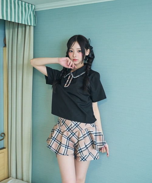 Lovilyn(ラヴィリン)の「チェックフリルポロブラウス(シャツ/ブラウス・レディース・ブラック/ホワイト・FREE)」の17枚目の写真