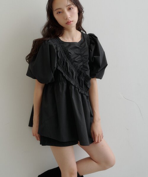 Kastane(カスタネ)の「【7.18(土)12:00発売】フリルサッシュブラウス(シャツ/ブラウス・レディース・ホワイト/ブラック/ブラック系その他/アイボリー・FREE)」の3枚目の写真
