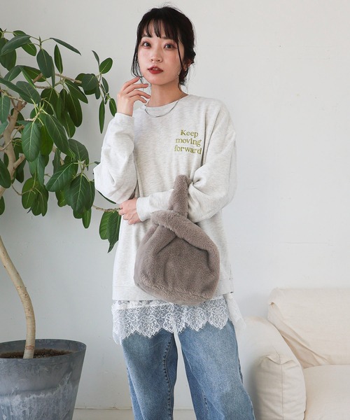 T・S・L(ティーエスエル)の「エコファーショッパーバッグ(トートバッグ・レディース・ピンク/サックスブルー/チャコール/グレイッシュベージュ/ホワイト・FREE)」の13枚目の写真