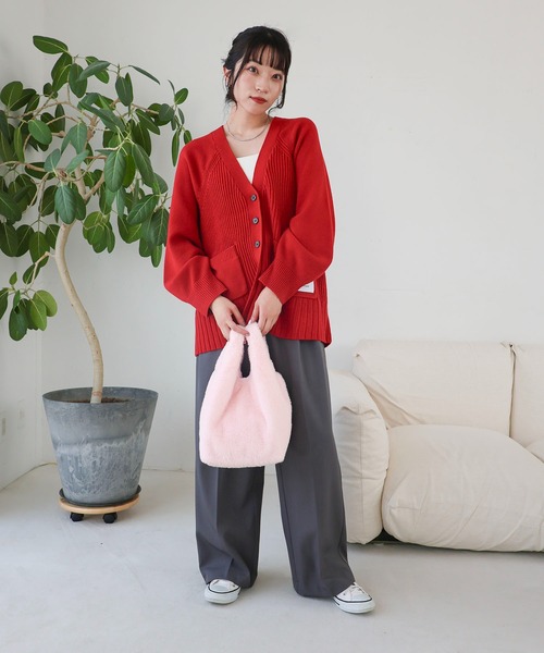 T・S・L(ティーエスエル)の「エコファーショッパーバッグ(トートバッグ・レディース・ピンク/サックスブルー/チャコール/グレイッシュベージュ/ホワイト・FREE)」の16枚目の写真