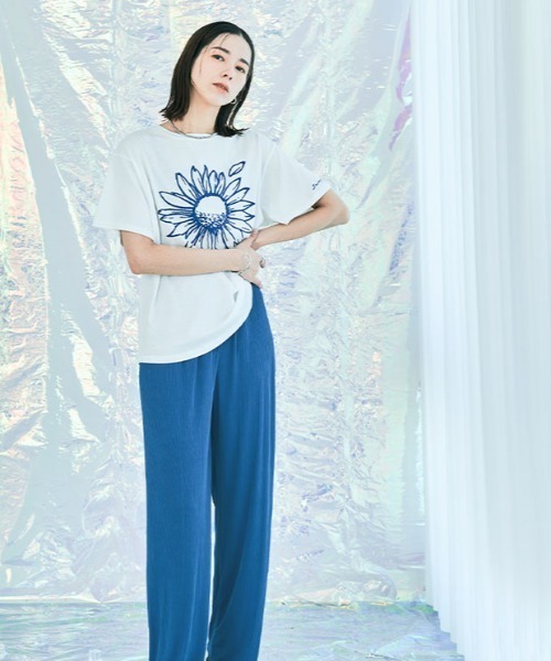 maviru(マヴィル)の「冷涼 ランダム リブ ワイドパンツ(その他パンツ・レディース・ブルー/グリーン/ベージュ・MT)」の6枚目の写真