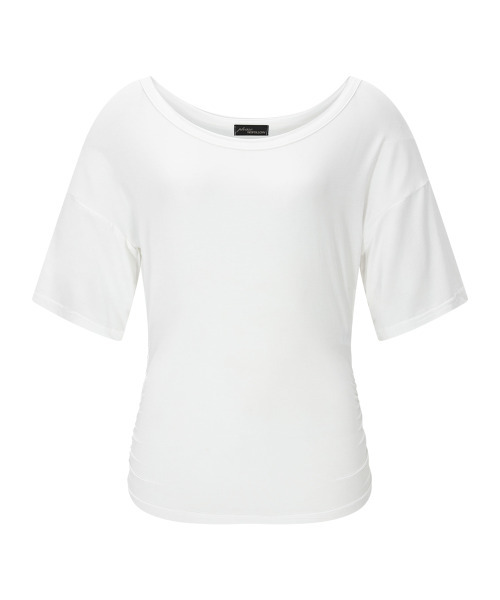 PLEASENOFOLLOW(プリーズノーフォロー)の「Vin U-Neck Shirring Short Sleeve Top (White)(Tシャツ/カットソー・レディース・その他・FREE)」の4枚目の写真