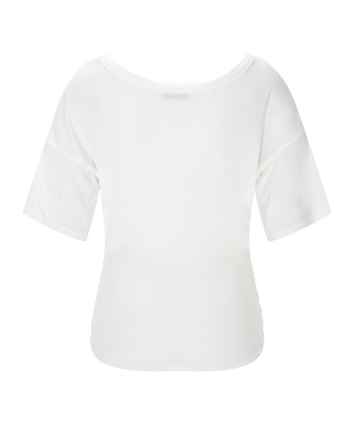PLEASENOFOLLOW(プリーズノーフォロー)の「Vin U-Neck Shirring Short Sleeve Top (White)(Tシャツ/カットソー・レディース・その他・FREE)」の5枚目の写真