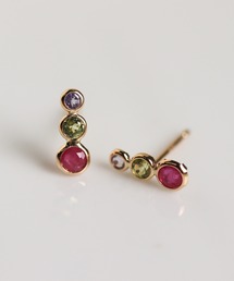 マルチカラーストーン ピアス | K10YG