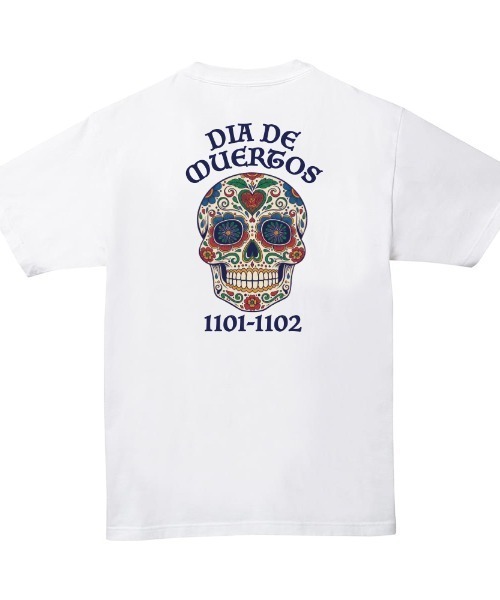 Ol' Basics(オールベーシックス)の「Ol' Basics(オール・ベーシックス) 半袖Tシャツ 死者の日 ドクロ 骸骨 バックプリント ポケットTシャツ 半袖 トップス カットソー アメカジ カジュアル メンズ レディース ユニセックス(Tシャツ/カットソー・メンズ・ヘザーグレー/アーミー/ブラック/ホワイト・M/L/XL)」の1枚目の写真