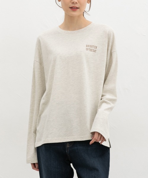 Honeys(ハニーズ)の「ロゴプリントゆるTシャツ(Tシャツ/カットソー・レディース・ブラウン系その他2/ブラック/オートミール/ボルドー/杢グレー・L/M/S)」の1枚目の写真