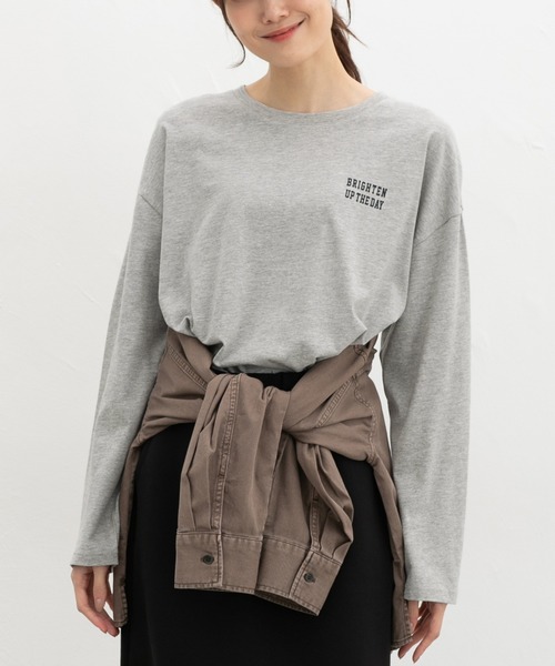 Honeys(ハニーズ)の「ロゴプリントゆるTシャツ(Tシャツ/カットソー・レディース・ブラウン系その他2/ブラック/オートミール/ボルドー/杢グレー・L/M/S)」の3枚目の写真